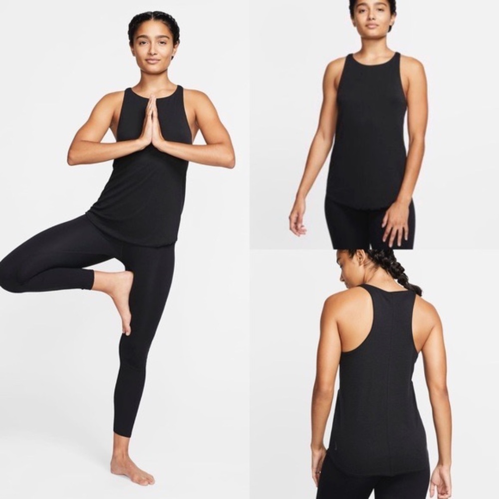 Nike Yoga Luxe Black Ribbed Tank - Size Small